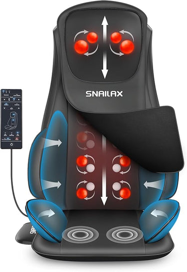 Snailax Upgraded Shiatsu, Cojín de masaje para espalda, cuello, hombros, masajeador de espalda con compresión y vibración, Regalos